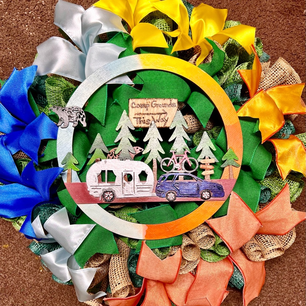 Camping This Way Wreath